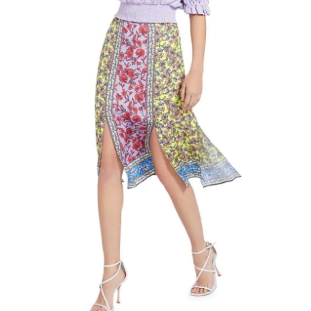 Alice + Olivia Athena Floral Midi Skirt with Sexy Side Slits - Picture 1 of 16